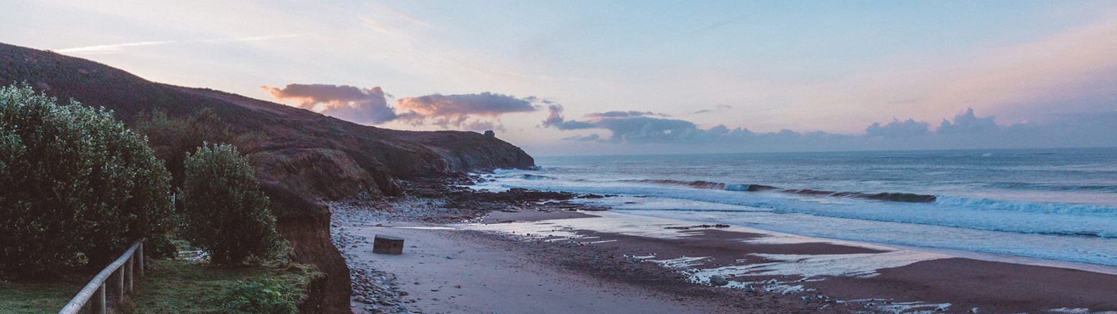 View of praa sands beach in Cornwall