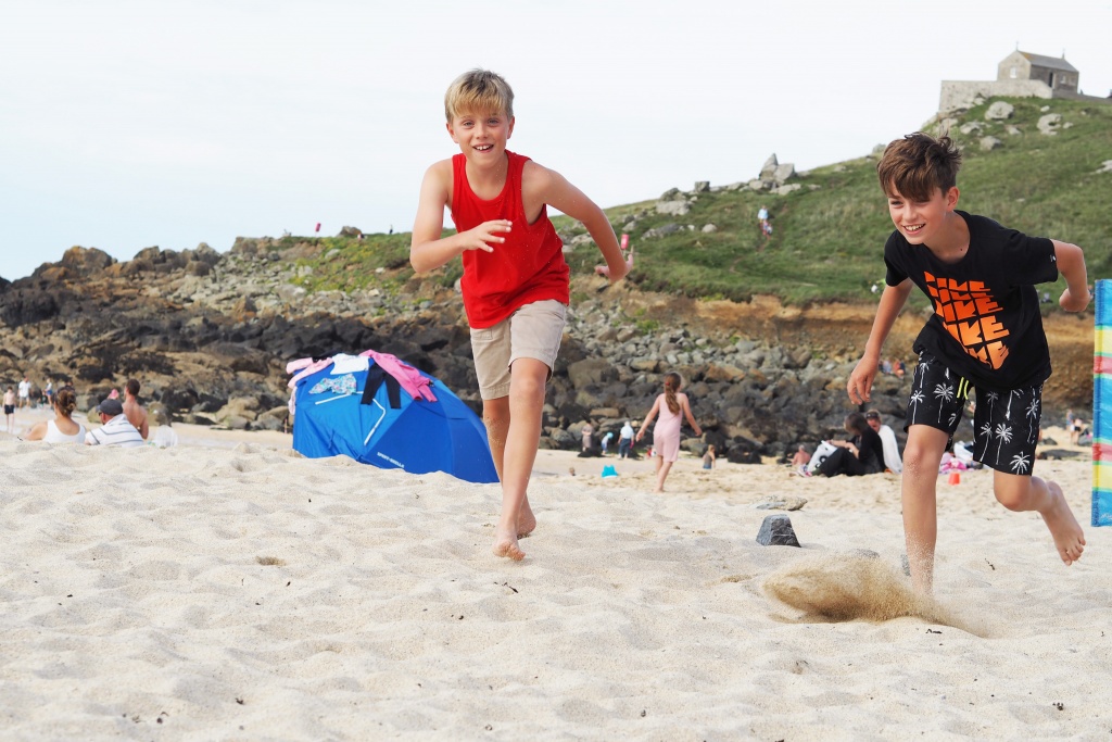 Children friendly property Beachspoke's Coxswain's Cottage in St Ives has direct access to Porthmeor Beach from the backdoor